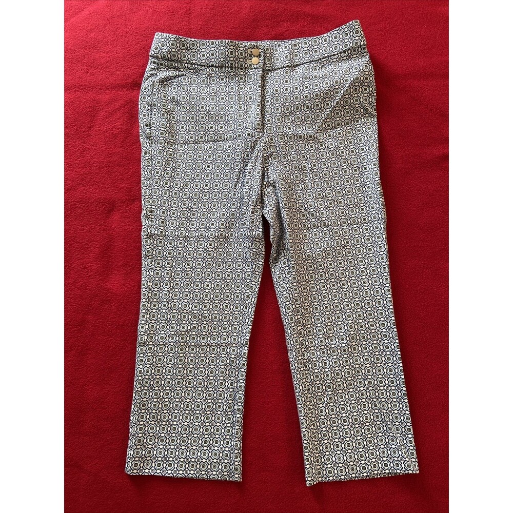 COTTON COMFORT chicos Blue print Stretch cotton blend capris size 6 women’s